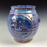 Decorative pottery vases utensil holder crock rustic clay vases artistic luxury handmade vases artistic centerpieces dinnerware stoneware- Purple bamboo - item 2999