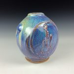 Handmade ceramic stoneware pottery centerpiece vase  - Small purple guitar vase  - item 2752