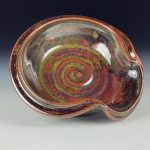 Handmade Ceramic Stoneware Spiral Spoon Rest - Tea Dust Yellow Black Glaze - item 3279