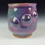 Artisan Ceramic Handmade Stoneware Pottery Tea Cup: Purple bump   - item 3206