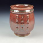 Artisan Ceramic Handmade Stoneware Pottery Tea Cup - Iron Red Slip Dotted - item 3400