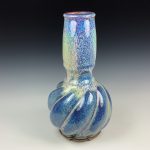 Handmade ceramic stoneware pottery centerpiece vase - Purple twisty hourglass shape vase  - item 2926