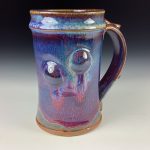 Handmade Stoneware Coffee Mug: Purple Red Glaze Bump Pottery Tea Mug - item 3232