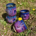 Artisan Ceramic Handmade Stoneware Pottery Tea Cup: Purple Bamboo - item 2462 - Image 2