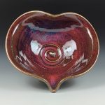 Handmade  Ceramic Heart-Shaped Bowl - Red Purple Glaze  - item 3520