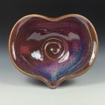 Handmade  Ceramic Heart-Shaped Bowl - Red Purple Glaze - item 3511