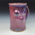 Handmade Red Purple Bump Stoneware Mug: Slip Dotted Ceramic Coffee Cup - item 3490 - Image 3