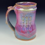 Handmade Ceramic Coffee Mug:  Purple Pink Glazed Slip Dotted Stoneware Pottery- item 3466