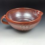 Handmade ceramic stoneware batter bowl - Iron red slip-dotted - item 3545 - Image 2