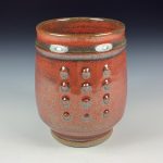 Artisan Ceramic Handmade Stoneware Pottery Tea Cup  - Iron Red Slip Dotted - item 3412