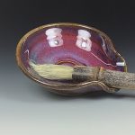 Handmade Ceramic Spoon Rest: Red Glaze, Spiral - item 3502 - Image 2
