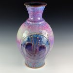 Handmade ceramic stoneware pottery dinnerware centerpiece vase - Purple bamboo vase - item 3025