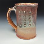 Handmade Orange Shino Stoneware Mug: Slip Dotted Bump Ceramic Coffee Cup  - item  3481