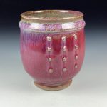 Artisan Ceramic Handmade Stoneware Pottery Tea Cup - Copper Red Slip Dotted - item 3384