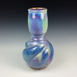 Handmade ceramic stoneware pottery centerpiece vase - Purple twisty hourglass shaped vase  - item 2928