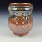 Artisan Ceramic Handmade Stoneware Pottery Tea Cup  - Orange Ash Slip Dotted - item 3420