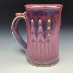 Handmade Red Purple Bump Stoneware Mug: Slip Dotted Ceramic Coffee Cup - item 3478