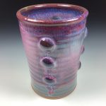 Handmade Stoneware Utensil Holder: Purple Glaze Bump Pottery Vase -  item 3567 - Image 3