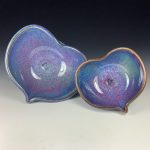 Handmade  Ceramic Heart-Shaped Bowl: Purple Glaze, Set of Two, Nesting Love Dishes  - item 2389