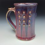 Handmade Stoneware Coffee Mug: Dark Red Purple Glaze, Slip-Dotted Bump - item 3496