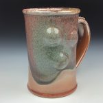Handmade Orange Shino Stoneware Mug: Slip Dotted Bump Ceramic Coffee Cup  - item  3481 - Image 2
