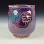 Artisan Ceramic Handmade Stoneware Pottery Tea Cup: Purple window - item 3203