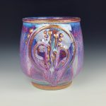 Artisan Ceramic Handmade Stoneware Pottery Tea Cup: Purple Bamboo - item 2576