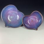 Handmade  Ceramic Heart-Shaped Bowl: Purple Pink Glaze, Set of Two, Nesting Love Dishes - item 2391