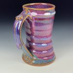 Handmade Ceramic Coffee Mug:  Purple Pink Wiggle Glazed Stoneware Pottery - item 3463