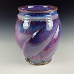 Decorative pottery vases utensil holder crock rustic clay vases artistic luxury handmade vases artistic centerpieces dinnerware stoneware- Purple red twisty - item 3112
