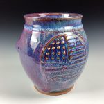 Decorative pottery vases utensil holder crock rustic clay vases artistic luxury handmade vases artistic centerpieces dinnerware stoneware - Purple USA flag - item 3004