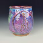 Artisan Ceramic Handmade Stoneware Pottery Tea Cup: Purple Gun - item 2581