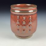 Artisan Ceramic Handmade Stoneware Pottery Tea Cup - Iron Red Slip Dotted - item 3393