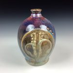 Handmade ceramic stoneware pottery centerpiece vase - Small purple bamboo vase - item 2922
