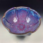Handmade ceramic artisanal pottery bowls dinnerware stoneware serving bowls centerpiece - Medium purple red scalloped rim - item 3281