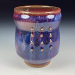 Artisan Ceramic Handmade Stoneware Pottery Tea Cup - Purple Slip Dotted - item 3388