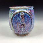 Artisan Ceramic Handmade Stoneware Pottery Tea Cup: Purple Gun - item 2957