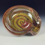 Handmade Ceramic Stoneware Spiral Spoon Rest - Tea Dust Yellow Black Glaze- item 3280