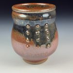 Artisan Ceramic Handmade Stoneware Pottery Tea Cup- Orange Ash Slip Dotted - item 3428