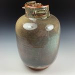 Handmade stoneware art abstract ceramic sculptures pottery decoration propane tank coin jar - Large orange shino- item 3579 - Image 3