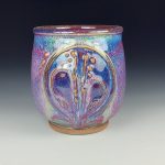 Artisan Ceramic Handmade Stoneware Pottery Tea Cup: Purple Bamboo - item 2573
