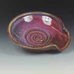 Handmade Ceramic Spoon Rest: Red Glaze, Spiral - item 3500