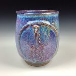 Artisan Ceramic Handmade Stoneware Pottery Tea Cup: Purple Guitar - item 2954