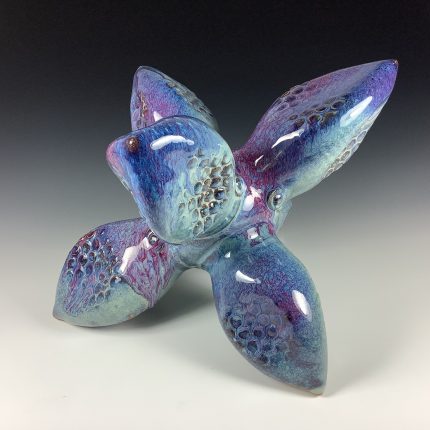 Handmade stoneware art abstract ceramic sculptures pottery decoration - Purple jack - item 1002