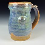 Handmade Ceramic Coffee Mug: Light Blue White Glazed Stoneware Pottery - item 3194