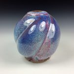 Handmade ceramic stoneware pottery centerpiece vase - Small purple twisty vase - item 2920