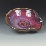 Handmade Ceramic Spoon Rest: Red Glaze, Spiral - item 3502