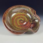 Handmade Ceramic Stoneware Spiral Spoon Rest - Tea Dust Yellow Black Glaze - item 3278
