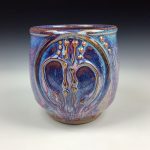 Artisan Ceramic Handmade Stoneware Pottery Tea Cup: Purple Bamboo - item 2971