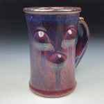 Handmade Stoneware Coffee Mug: Dark Red Purple Glaze, Slip-Dotted Bump - item 3496 - Image 2